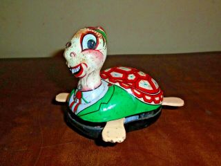 Vintage 1950s Mikuni Tin Litho Friction Cranky Turtle Toy Japan