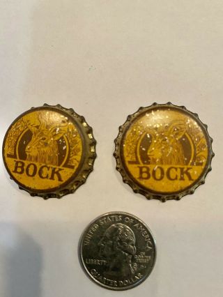 2 - Vintage Bock Beer Cork Lined Bottle Caps Sebewaing Brewery