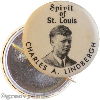 Spirit Of St.  Louis Lindy Captain Charles A Lindbergh Photo Pin Pinback Button