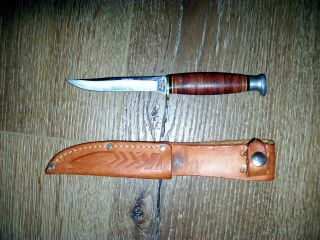 Vintage Ka - Bar Knife - With Leather Sheath - Made In Japan