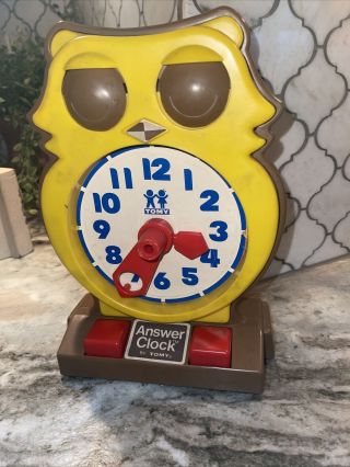 Vintage 1975 Tomy Answer Clock • Owl Analog Learning Homeschool Toy