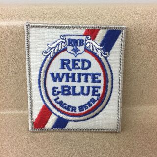Vintage Red White & Blue Lager Beer Patch 2 7/8 X 3 1/4 Old Stock Nos Ar44