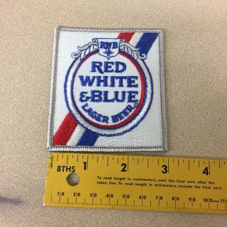 Vintage Red White & Blue Lager Beer Patch 2 7/8 x 3 1/4 Old Stock NOS AR44 3