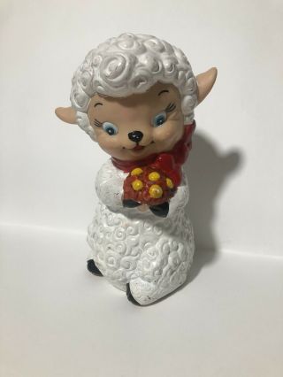 Vtg Rare Mexican Squeaky Toy Happy Sheep Rubber Doll Squeak Toy Mexico 6”