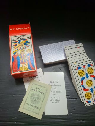 Tarot Of Marseilles Bp Grimaud 1963 Made France Complete Vintage Tarot Cards M3