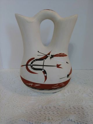 Vintage Hand Painted Navajo Wedding Vase Native American Ceramic Clay Folk.