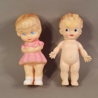 Vintage 1962 Edward Mobley Rubber Squeaky Doll Pink Dress Bonus Sun Ruth Newton