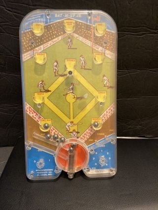 Vintage Pinball Baseball Game “bat - M - Up Jr Nortwestern St Louis Game Prwmium