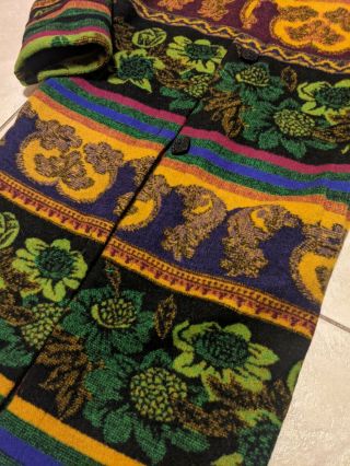 Vtg Gallery Women’s Wool blend Blanket folk art Coat Colorful 2
