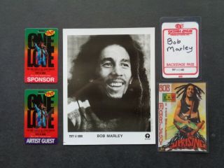 Bob Marley,  B/w Promo Photo,  3 Vintage Backstage Passes,  Post Card