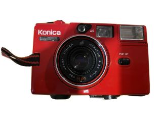 Rare Vintage Konica C35 Ef3 Red Film Camera Hexanon 35mm F2.  8 -