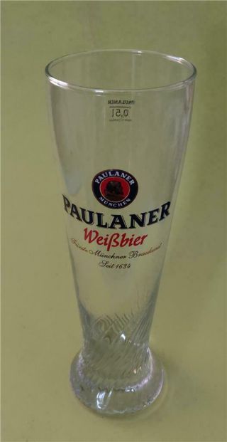 Paulaner Munchen Weissbier Beer Glass 0.  5l Germany Pilsner Swirl 10 " Tall