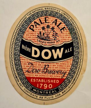 Old Beer Label From Canada/dow Brewery Montreal
