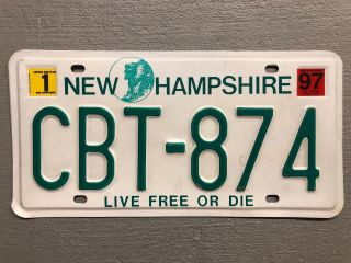 Vintage Hampshire License Plate Old Man Of The Mountain Ctb - 874 1997