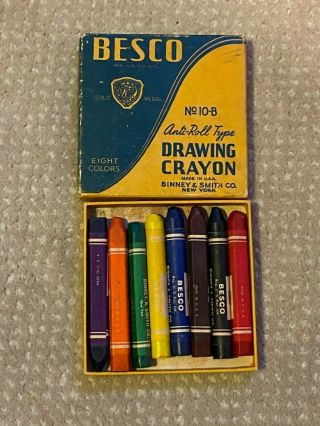Vintage Drawing Crayons Anti - Roll Type Besco Binney & Smith