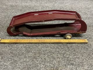 Toy Metal Car Hauler With Wooden Wheels Arcade ? With Issues
