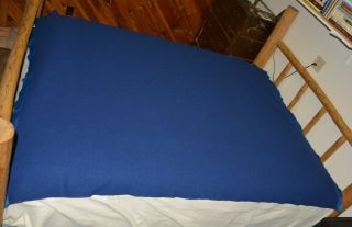 Vintage FARIBO BLUE Sateen Nylon Binding Edges 100 WOOL Blanket Faribault 62x85 2