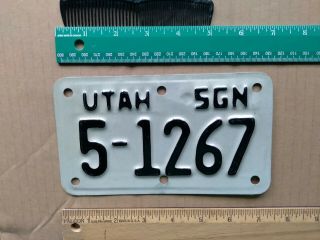 License Plate,  Utah,  Motorcycle,  Sgn (sign?) 5 - 1267