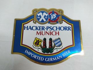 Hacker - Pschorr Munich Imported German Beer Advertising Bar Metal Sign 11.  25 "