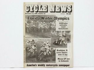 Cycle News Newspaper December 14,  1988 Florida Winter Olympics Mx Macau Schwantz