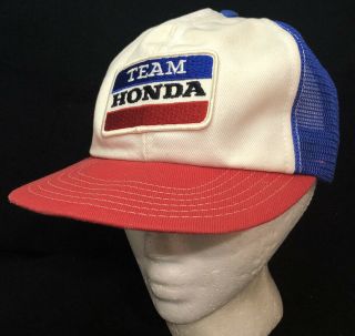 Vtg Team Honda Mesh Trucker Hat Snapback Big Patch Company Logo Cap Race Farmer