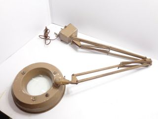 Vintage Industrial Magnifier Lamp & Light Fluorescent Swing Articulated Arm