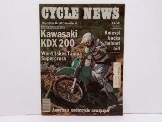 Cycle News Newspaper May 6/may 20,  1987 - Kawasaki Kdx 200 - Knievel Helmet Bill