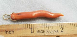 Vintage Chinese Coral 2 " 14kt Solid Gold Pendant 2.  86 Grams