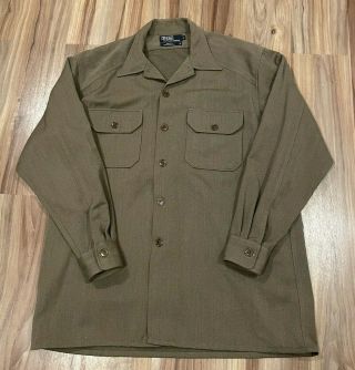 Vintage Polo Ralph Lauren Military Style Button Up Wool Officer Shirt Usa Sz L