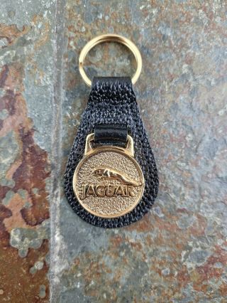 Vintage Jaguar Key Fob Key Ring Top Grain Leather Made In England