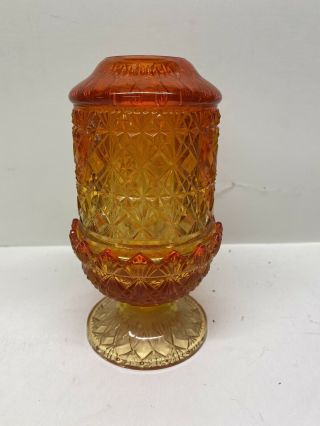 Vintage Fenton Amerbina Diamond Cut & Block Fairy Lamp Tea Courting Light