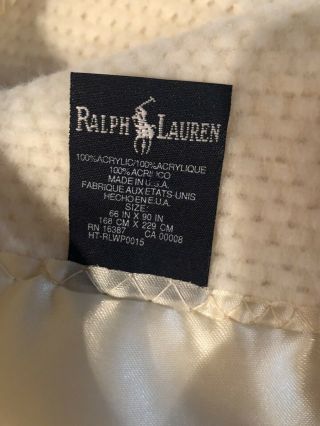 Vintage Ralph Lauren Twin Blanket Waffle Weave Acrylic Satin Trim Yellow 66 X 90 2