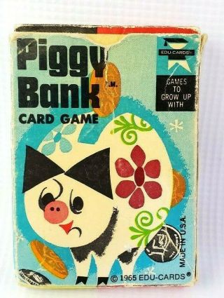 Vintage 1965 Piggy Bank Card Game - Ed - U - Cards - Coin Count Card