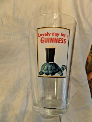 Guinness Draught Pint Beer Glass Lovely Day For A Guinness Turtle