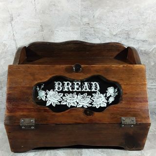 Vintage Classic Wooden " Collectable " Bread Box Glass Window " Pre - Owned "