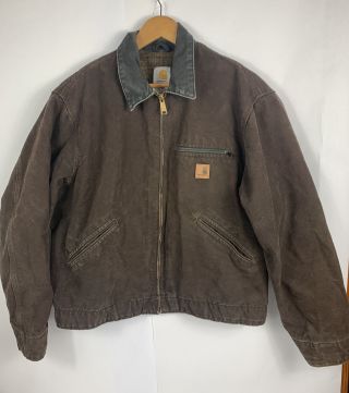 Vintage Carhartt J97 Dkb Blanket Lined Work Jacket Mens Size Large Dark Brown