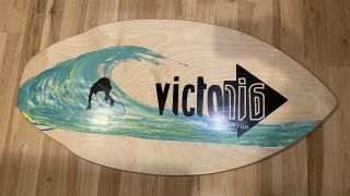 Vintage Victoria Skimboard With Surfer Luguna Beach 40” By 20” Blue Beige
