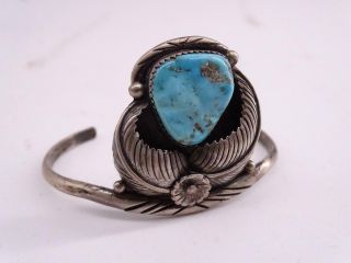 Native American Indian Sterling Silver Bracelet Turquoise Navajo Ellen Myrtle