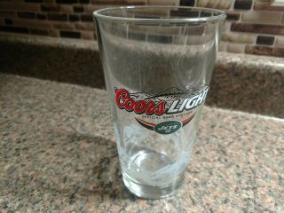 Coors Light Ny Jets Beer Glass Pint Mountains Turn Blue Classic Pounder York