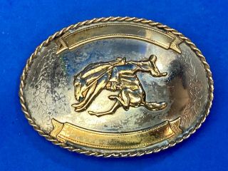 Vintage German Silver Western Belt Buckle,  Rodeo Cowboy On Wild Horse