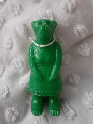 Vintage Momma Mom Bear Celluloid Rattle Bear Toy Green