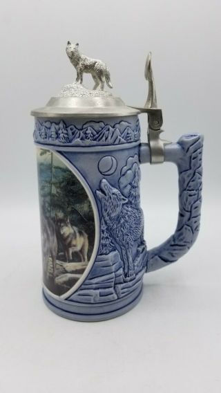 Longton Crown Lidded Beer Stein - Scouting The Bluffs,  The Cry Of The Wolfpack