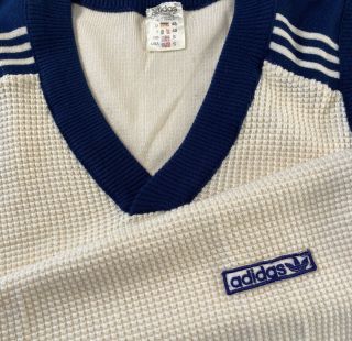 Mens Adidas Vest Pullover Small Tennis Golf Waffleknit Made In West Germany Vtg