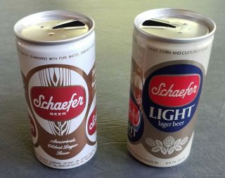 2 Vintage Schaefer Empty Beer Cans 12 Oz Schaefer & Strohs Brewing