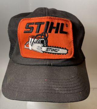 Vintage Stihl Chainsaw Snapback Trucker Hat Mesh Patch Cap Usa K Products Black