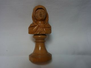 Old Vintage German Carved Wood Bust Nuremberg Madonna Virgin Mary T