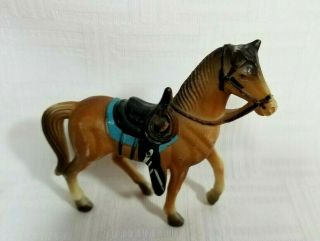 Vintage Mini Hard Plastic Riding Horse Toy Figurine 3 " L