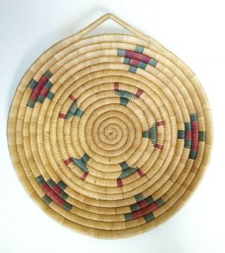 Vintage Yupik Alaskan Eskimo Coiled Grass Basket Tray 12 "