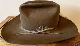 Vintage Stetson 4x Xxxx Beaver 7.  5 7 1/2 Dk Brown Oval Cowboy Hat Jbs Hat Pin