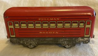 Vintage Pullman Bogota Red Tin Metal Toy Train Passenger Car